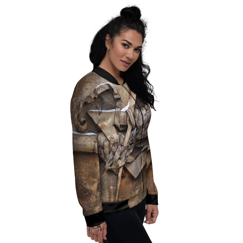 Emblem Freemasonry Print Women's Bomber Jacket-grizzshop