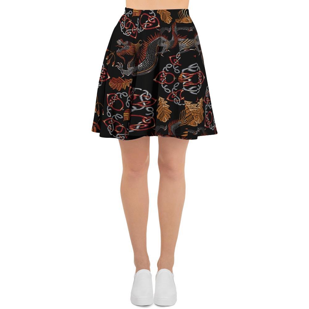 Embroidery Japanese Dragon Print Women's Skirt-grizzshop