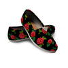 Embroidery Red Rose Floral Print Canvas Shoes-grizzshop
