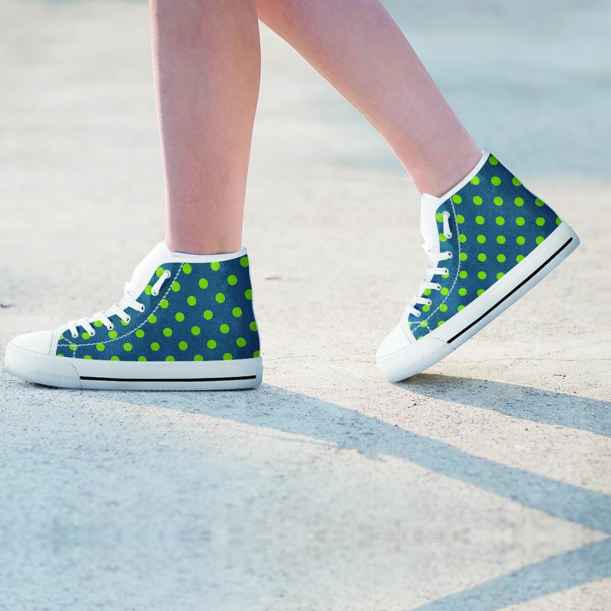 Emerald Green Polka Dot Women's High Top Shoes-grizzshop