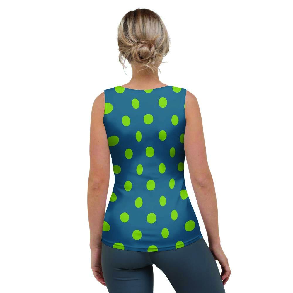 Emerald Green Polka Dot Women's Tank Top-grizzshop