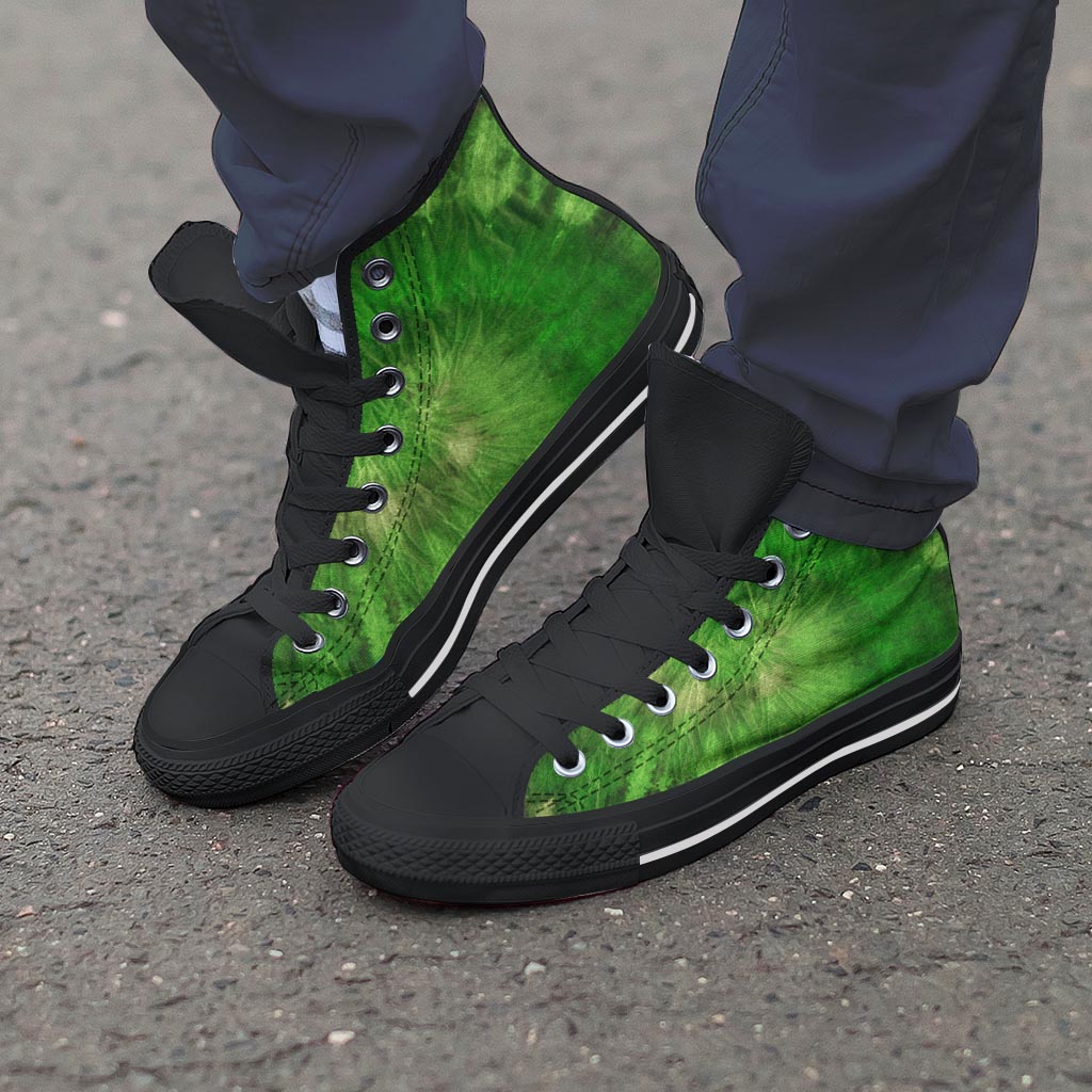 Emerald Green Tie Dye Men's High Top Shoes-grizzshop