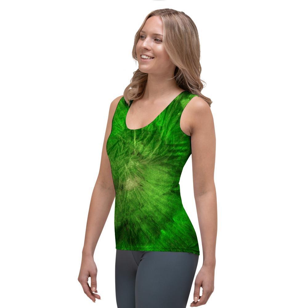 Emerald Green Tie Dye Women's Tank Top-grizzshop