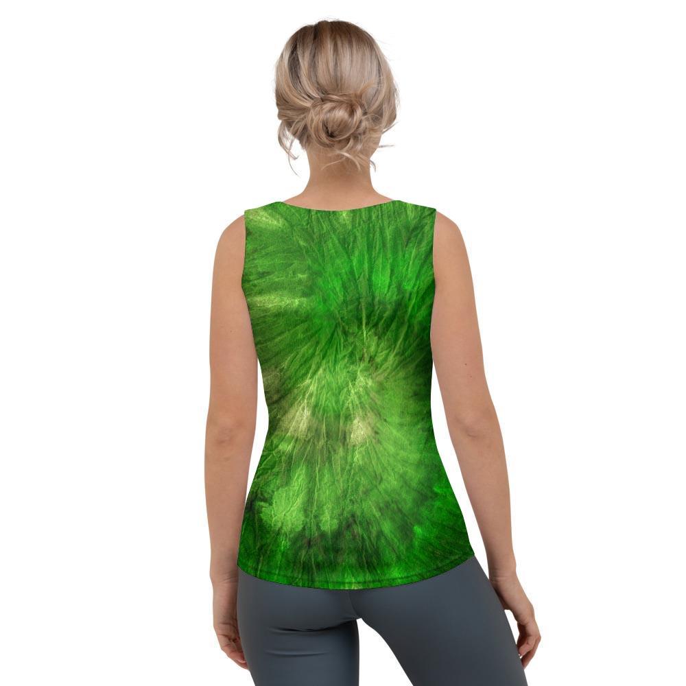 Emerald Green Tie Dye Women's Tank Top-grizzshop