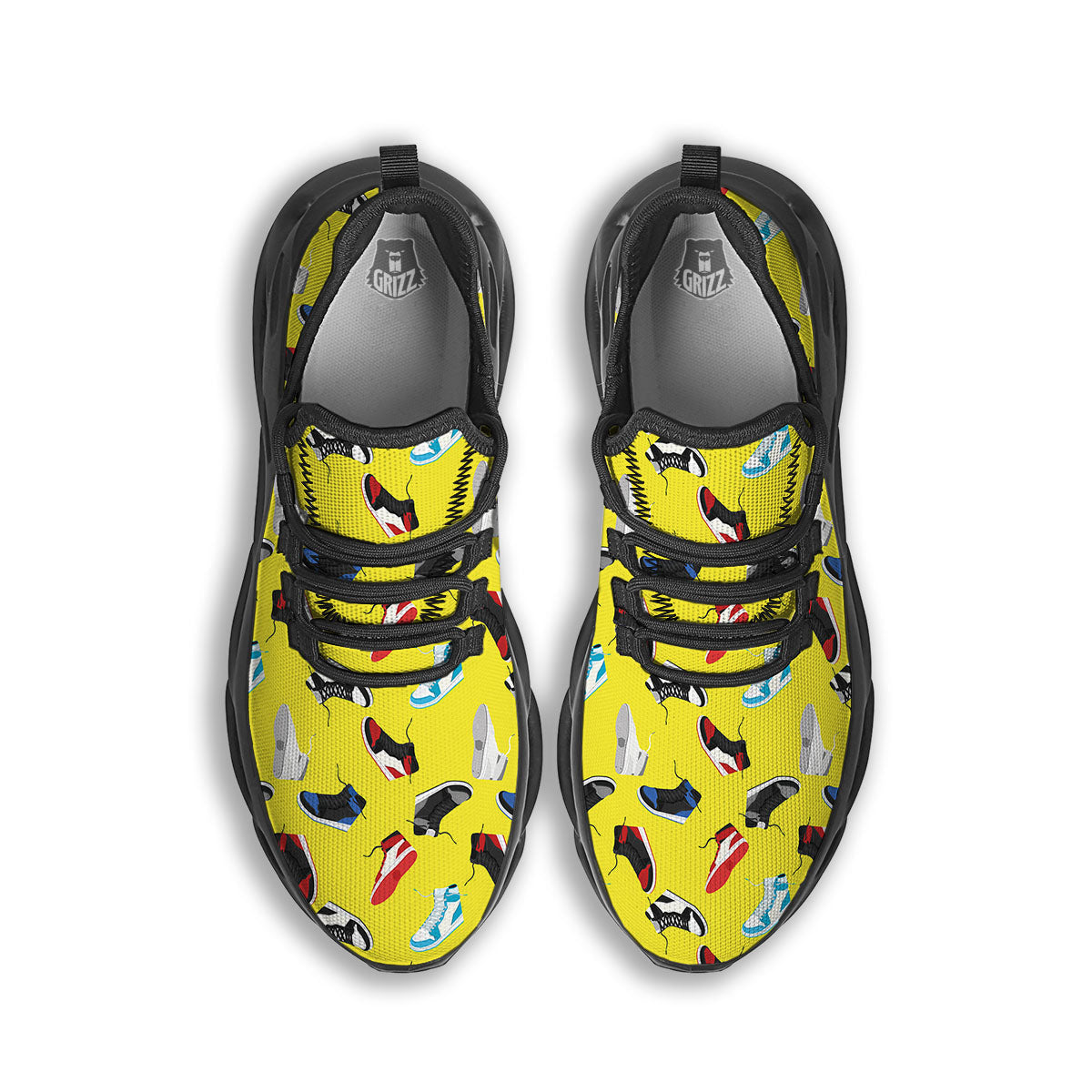 Emo Shoes Print Pattern Black Running Shoes-grizzshop
