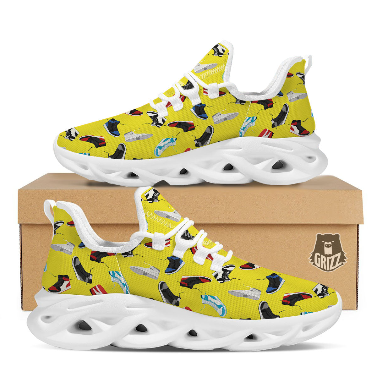 Emo Shoes Print Pattern White Running Shoes-grizzshop