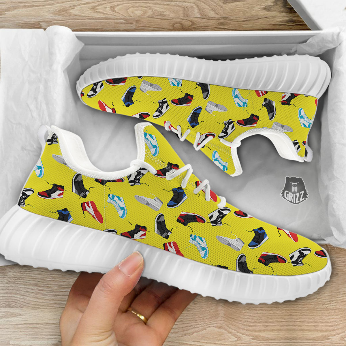 Emo Shoes Print Pattern White Walking Shoes-grizzshop