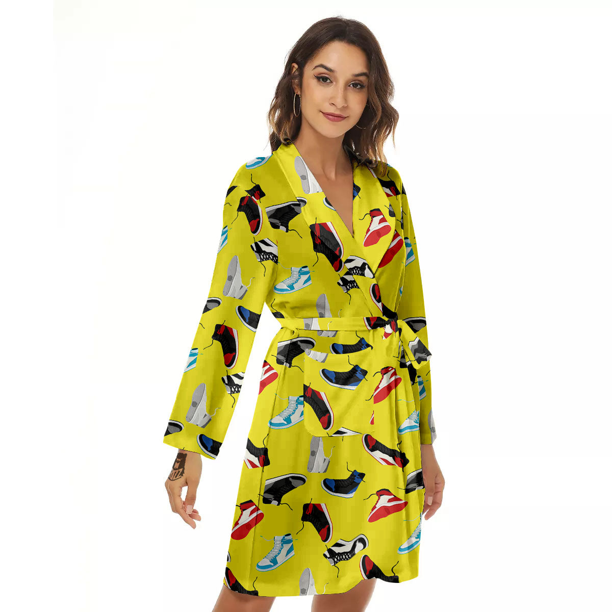 Emo Shoes Print Pattern Women's Robe-grizzshop