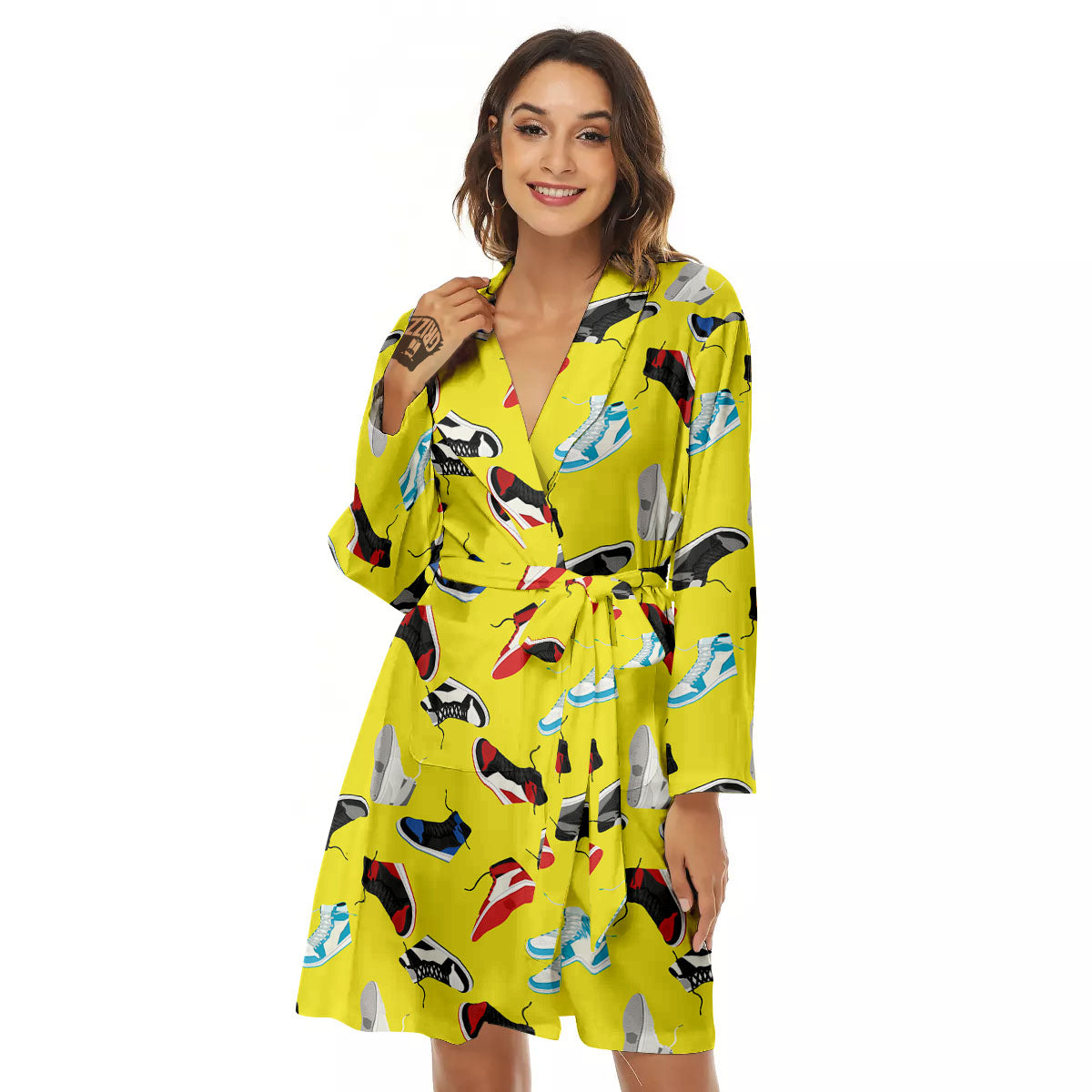 Emo Shoes Print Pattern Women's Robe-grizzshop