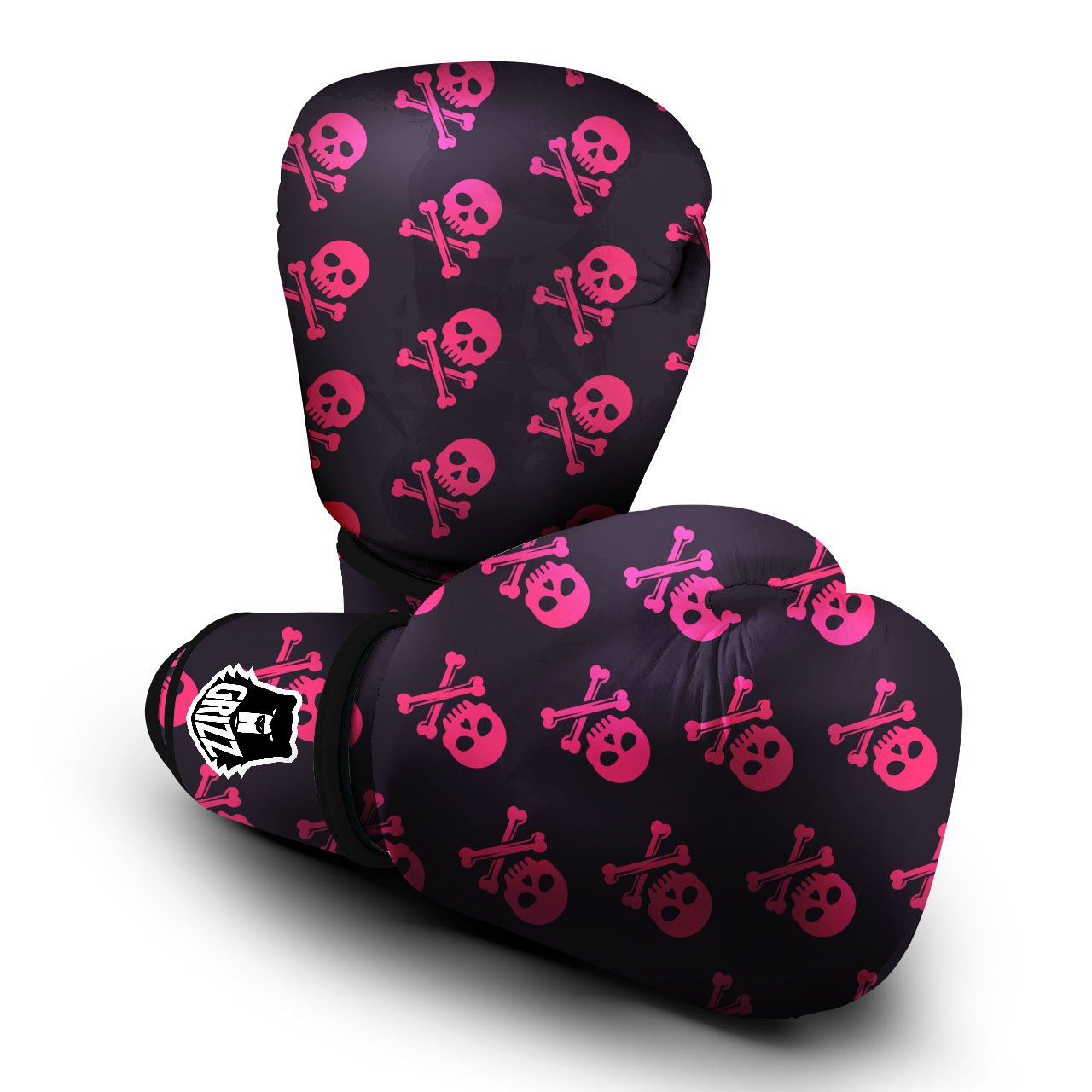 Emo Skull Pink Print Pattern Boxing Gloves-grizzshop