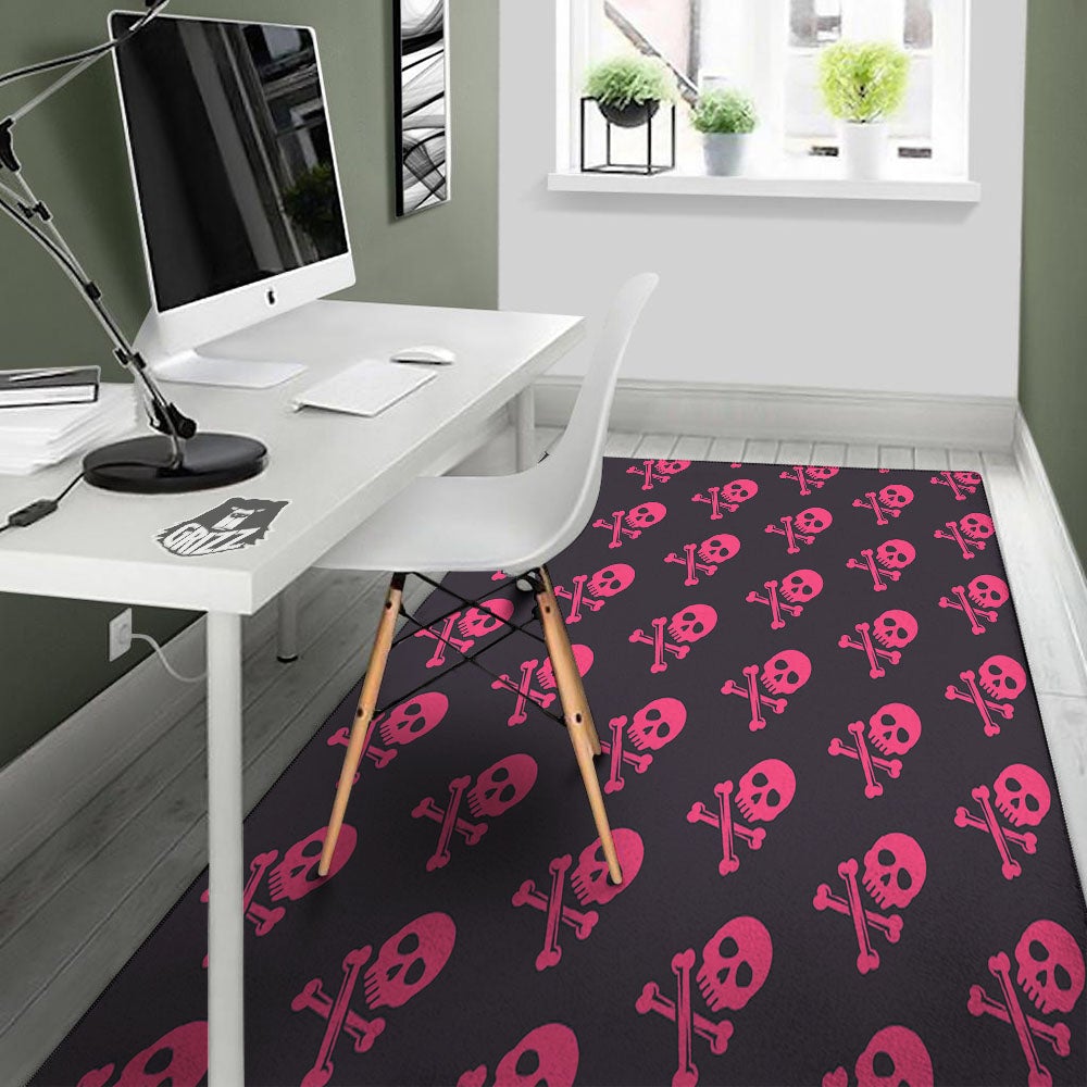 Emo Skull Pink Print Pattern Floor Mat-grizzshop