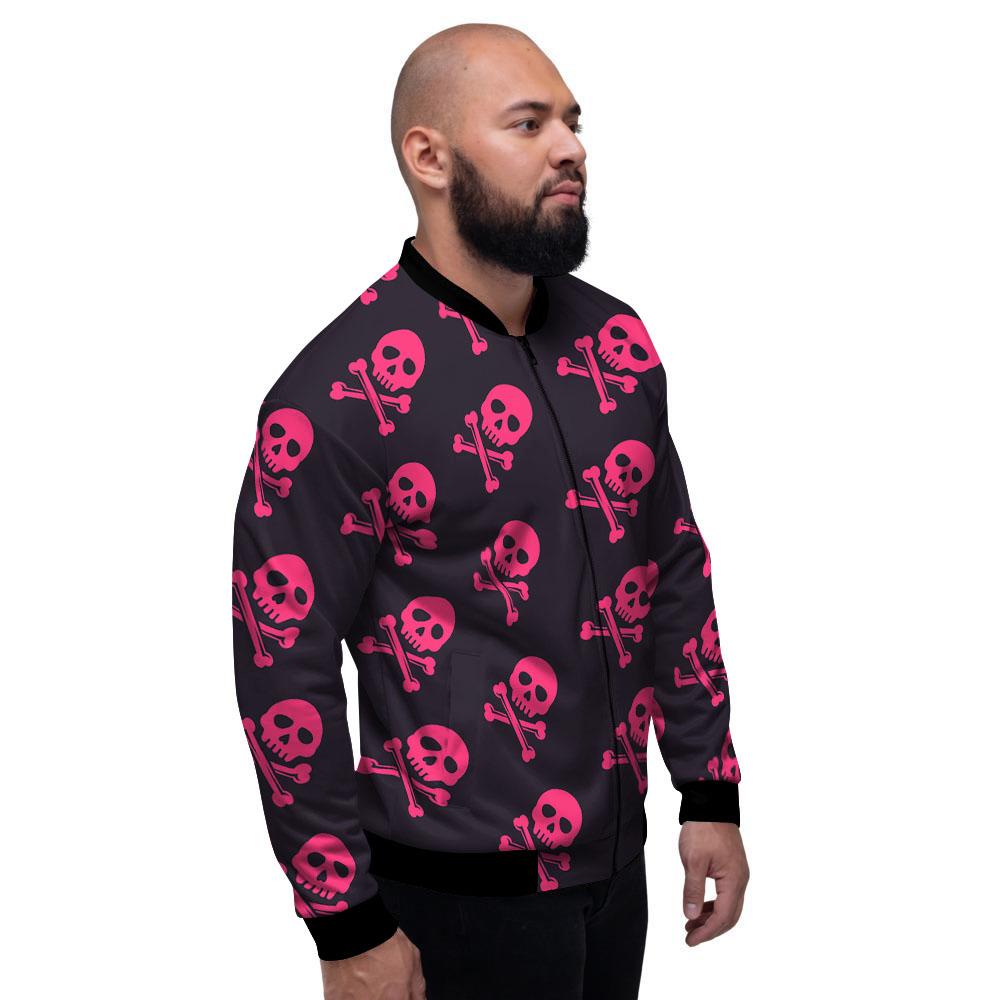 Emo Skull Pink Print Pattern Men's Bomber Jacket-grizzshop