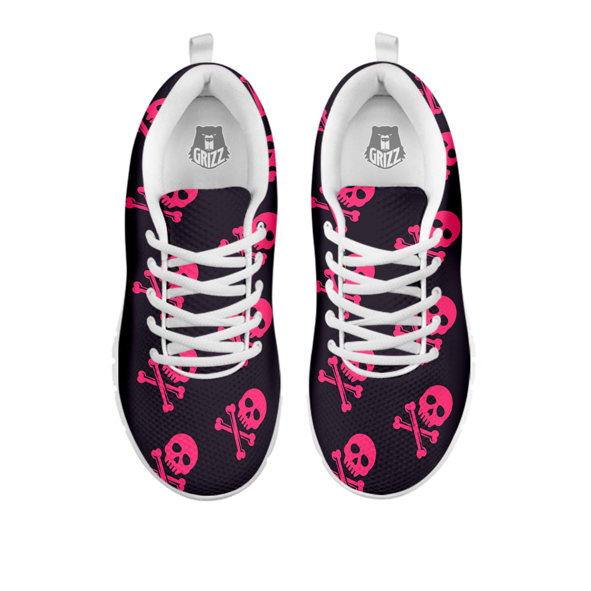 Emo Skull Pink Print Pattern White Sneaker-grizzshop