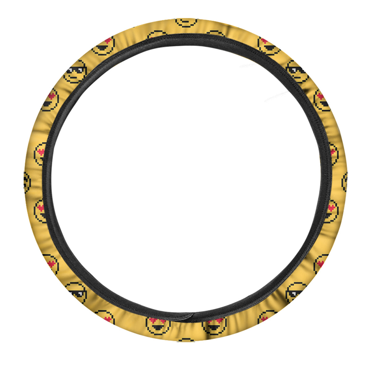Emoji 8-Bit Print Pattern Car Steering Wheel Cover-grizzshop