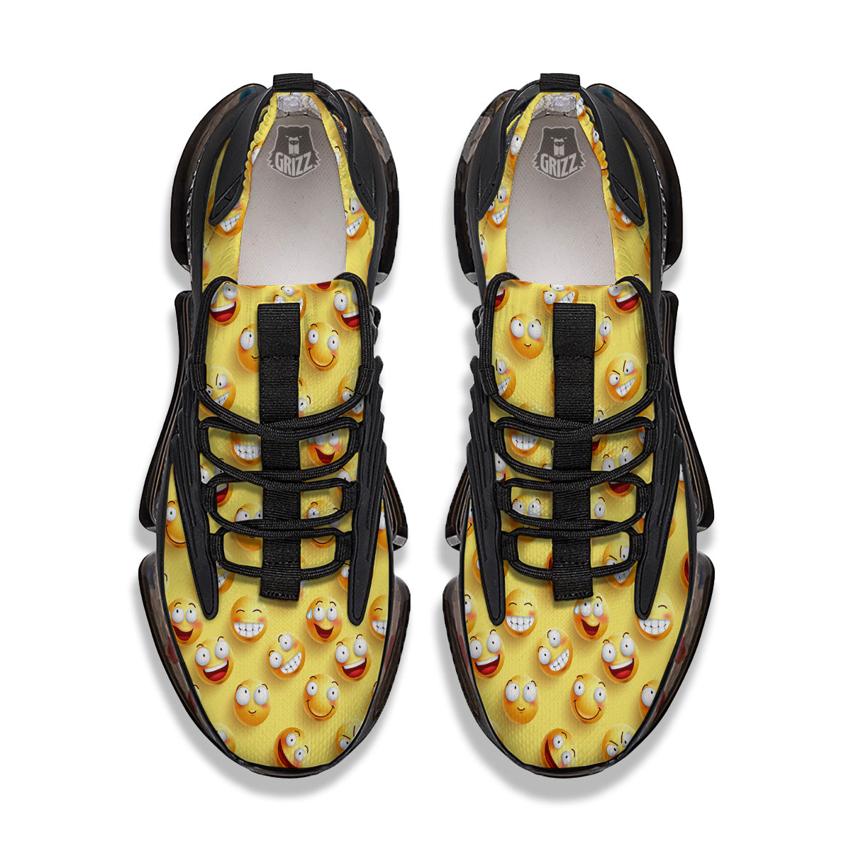 Emoji And Facial Expressions Print Pattern Black Gym Shoes-grizzshop