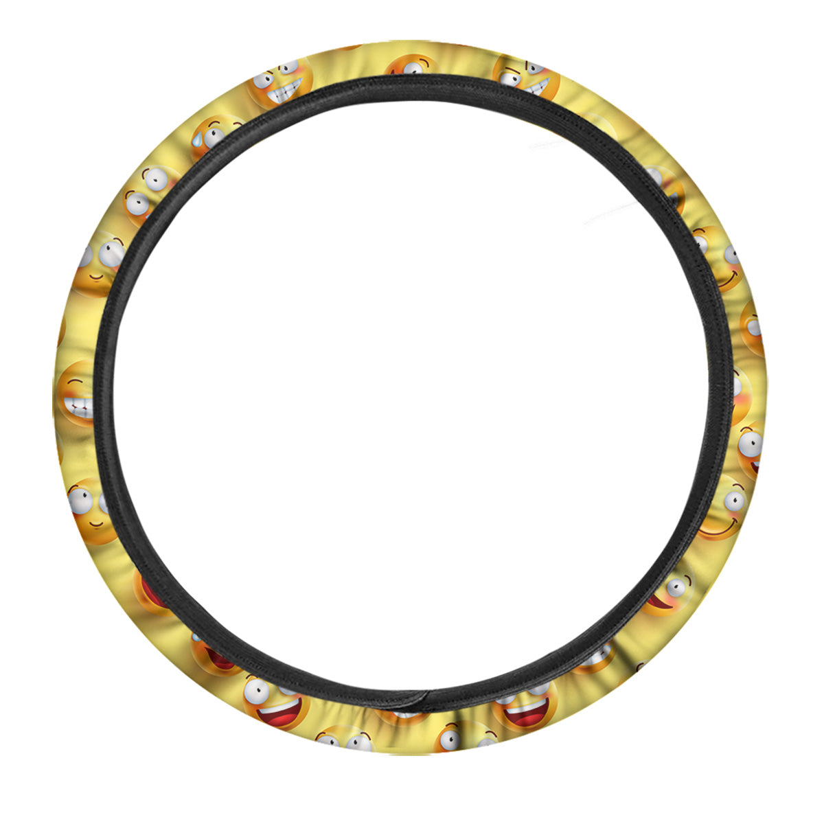Emoji And Facial Expressions Print Pattern Car Steering Wheel Cover-grizzshop