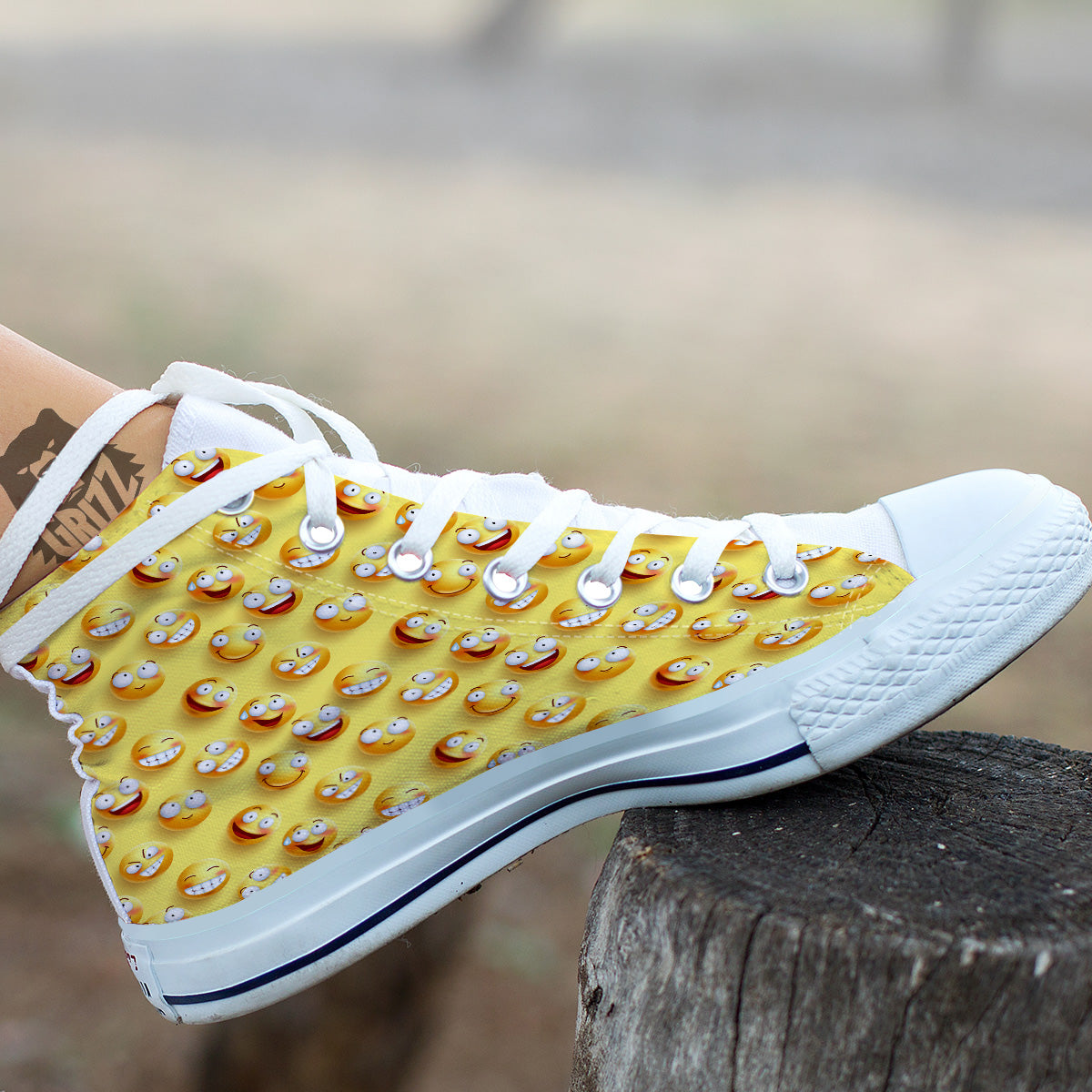 Emoji And Facial Expressions Print Pattern White High Top Shoes-grizzshop