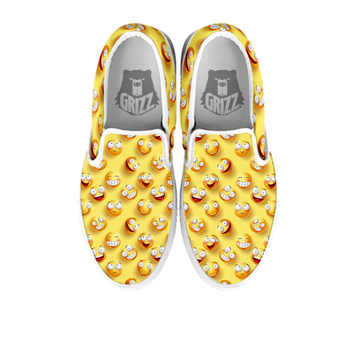 Emoji And Facial Expressions Print Pattern White Slip On Shoes-grizzshop