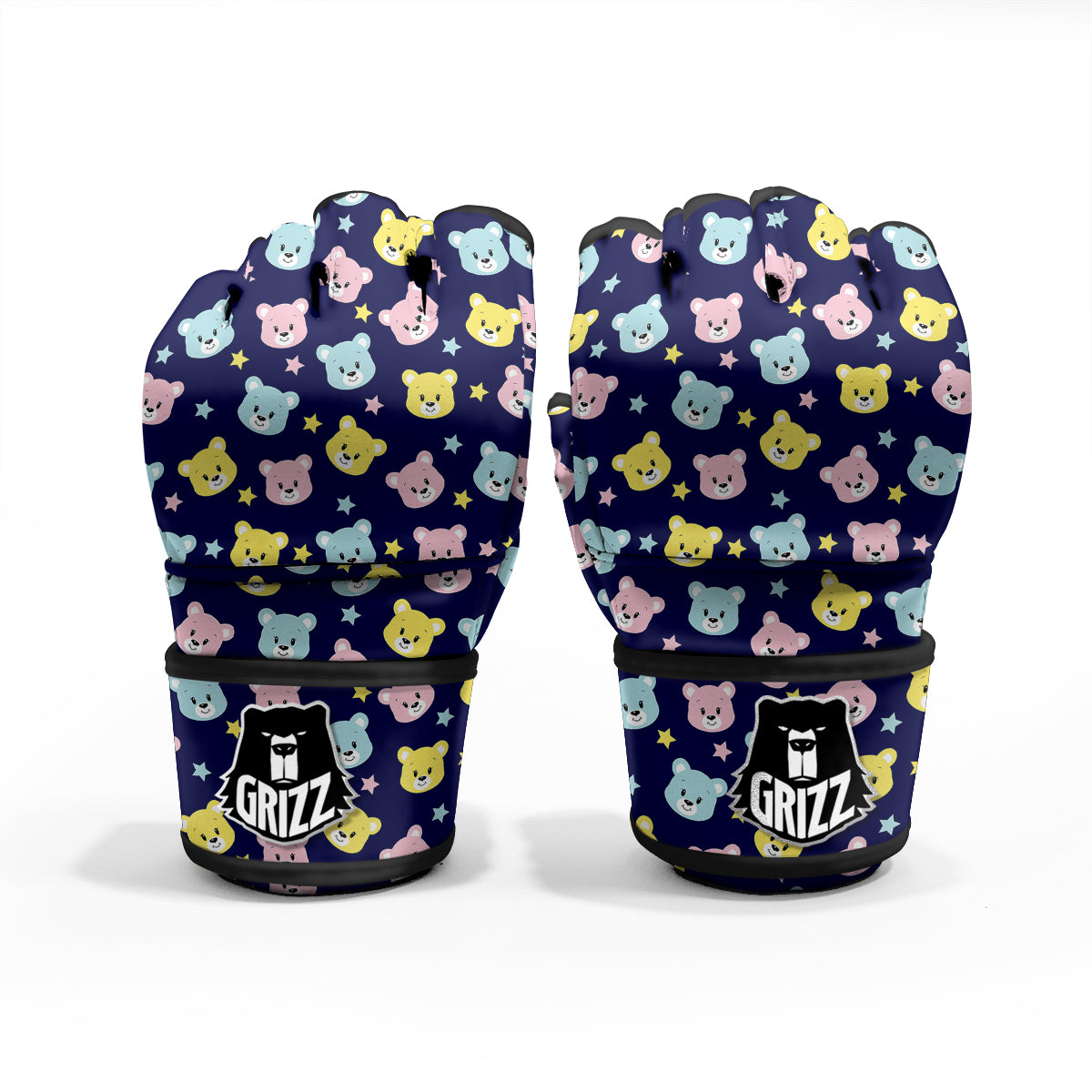 Emoji Bear Print Pattern MMA Gloves-grizzshop