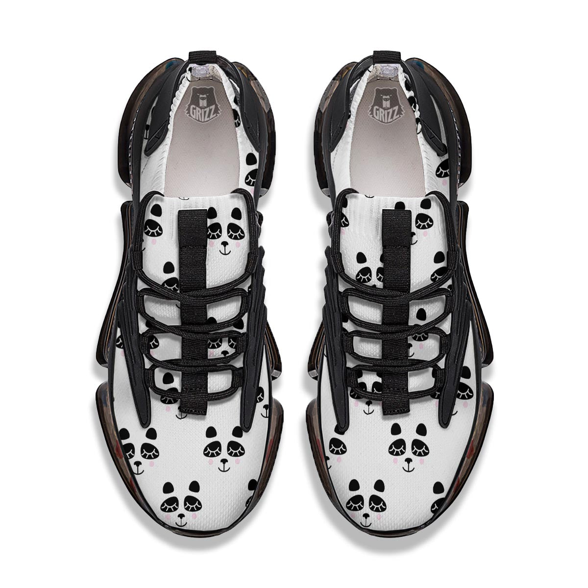 Emoji Bear Sleeping Print Pattern Black Gym Shoes-grizzshop