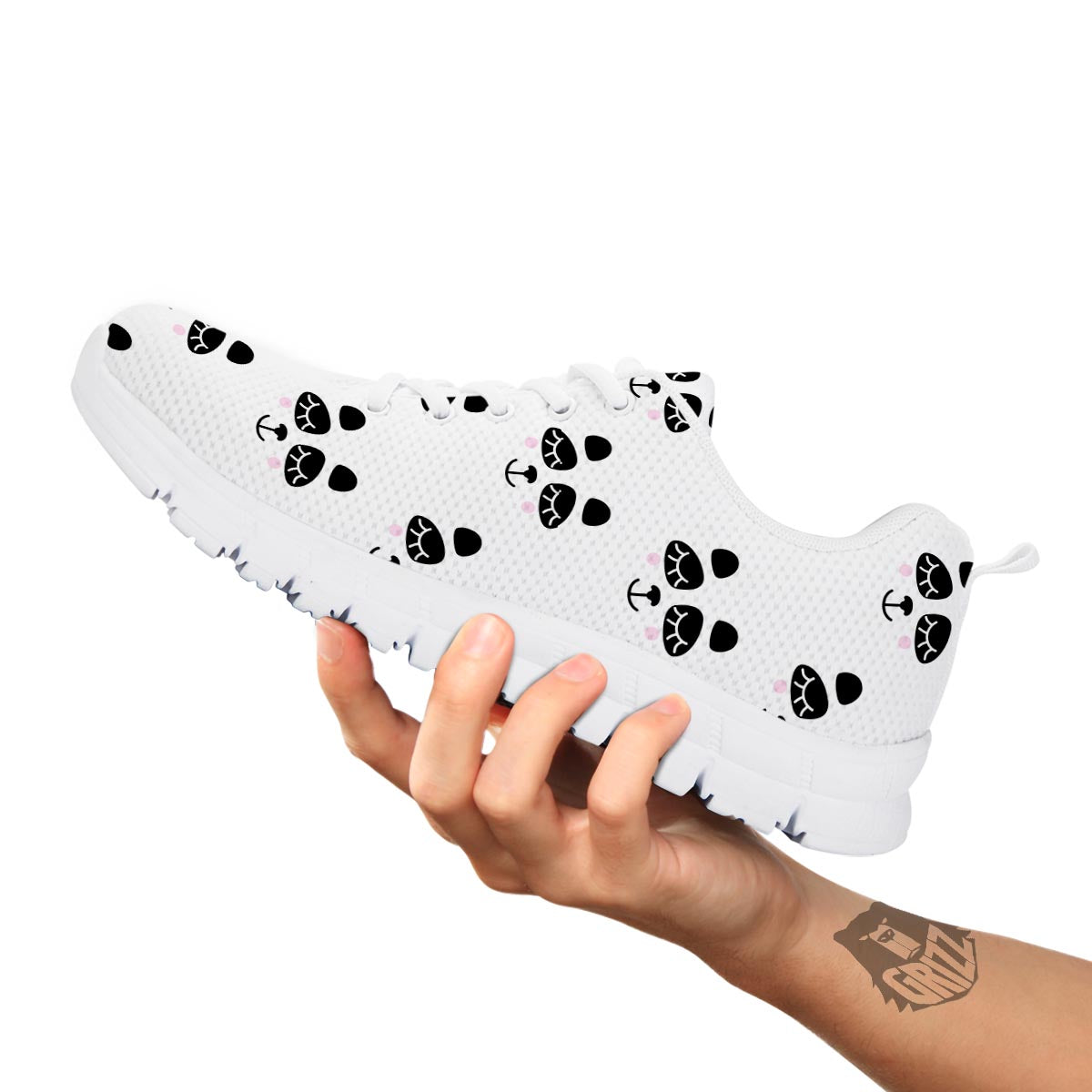 Emoji Bear Sleeping Print Pattern White Sneaker-grizzshop