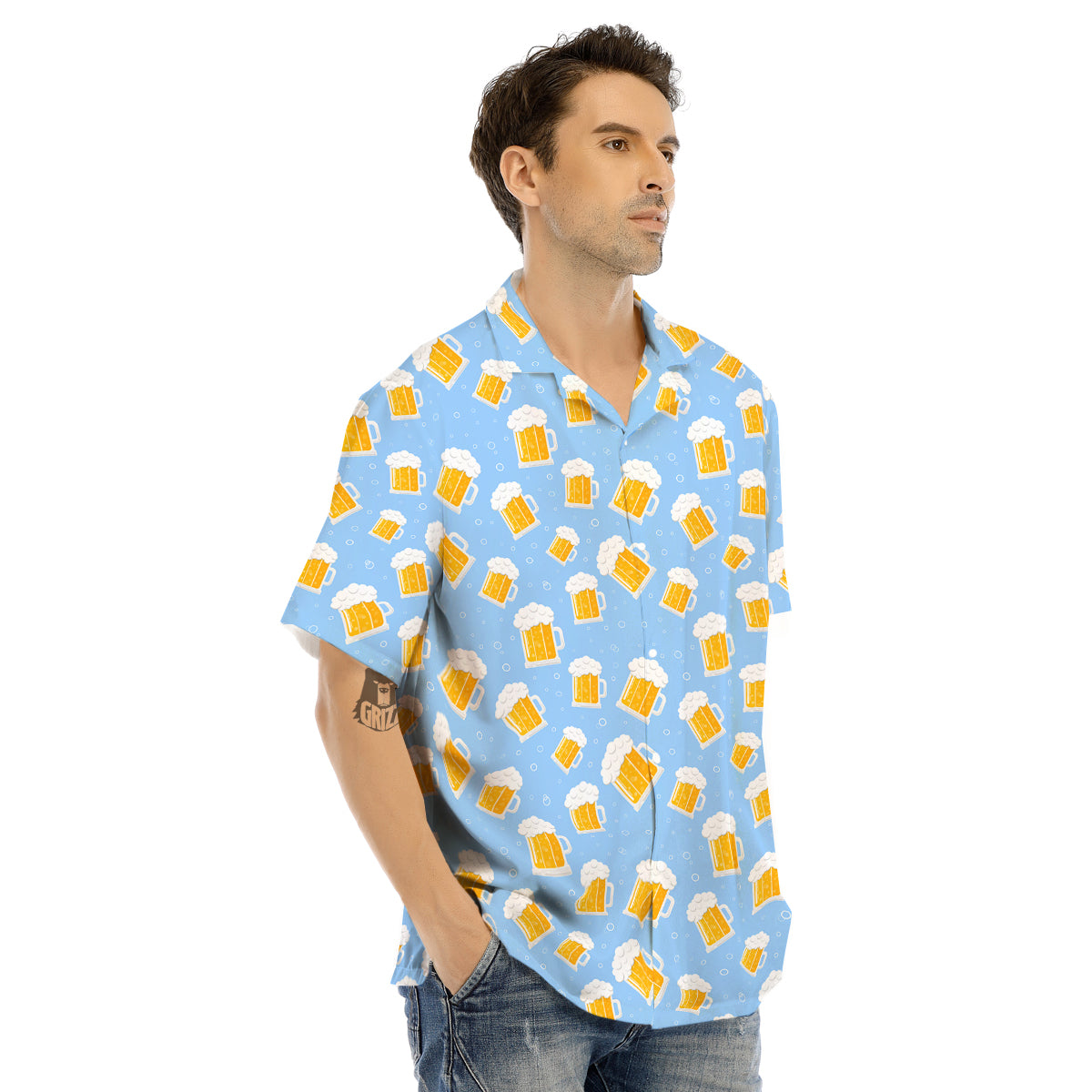 Emoji Beer Print Pattern Men's Hawaiian Shirt-grizzshop