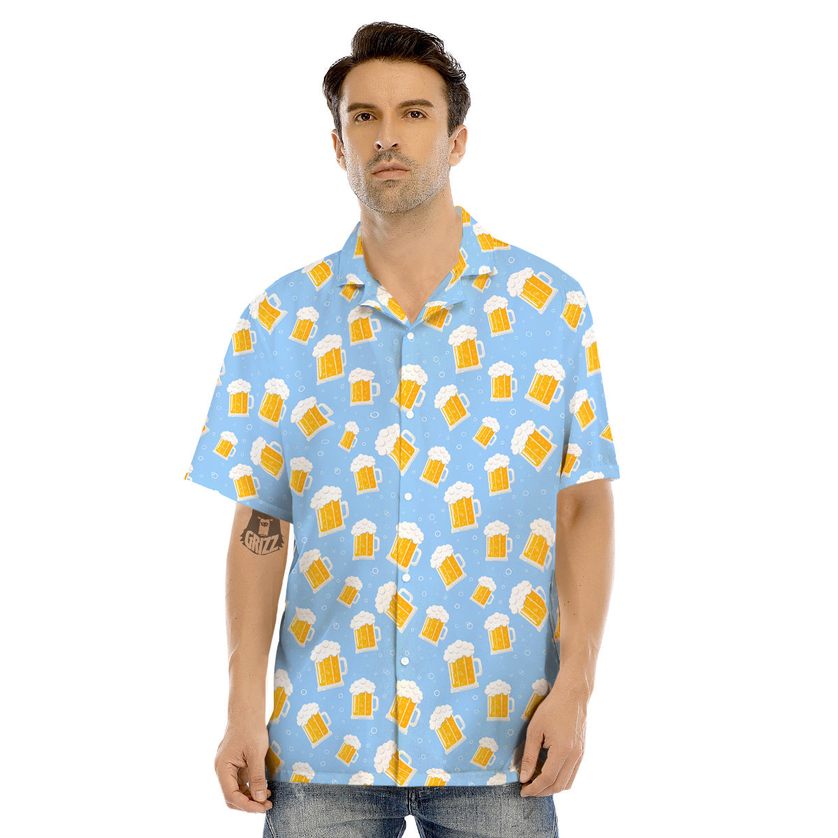 Emoji Beer Print Pattern Men's Hawaiian Shirt-grizzshop
