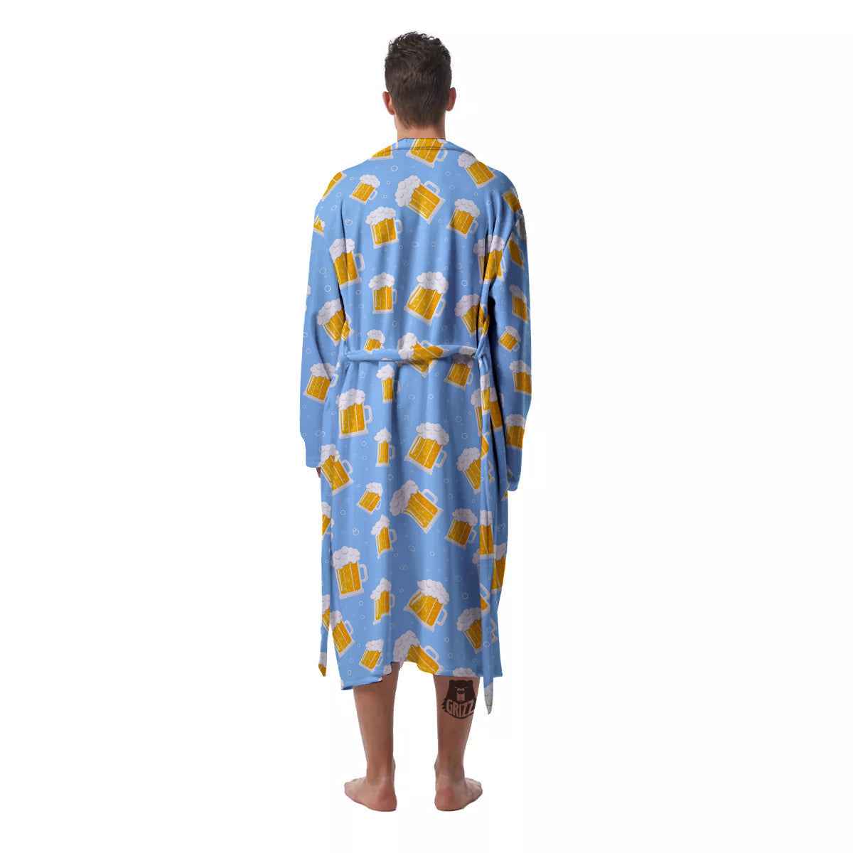 Emoji Beer Print Pattern Men's Robe-grizzshop