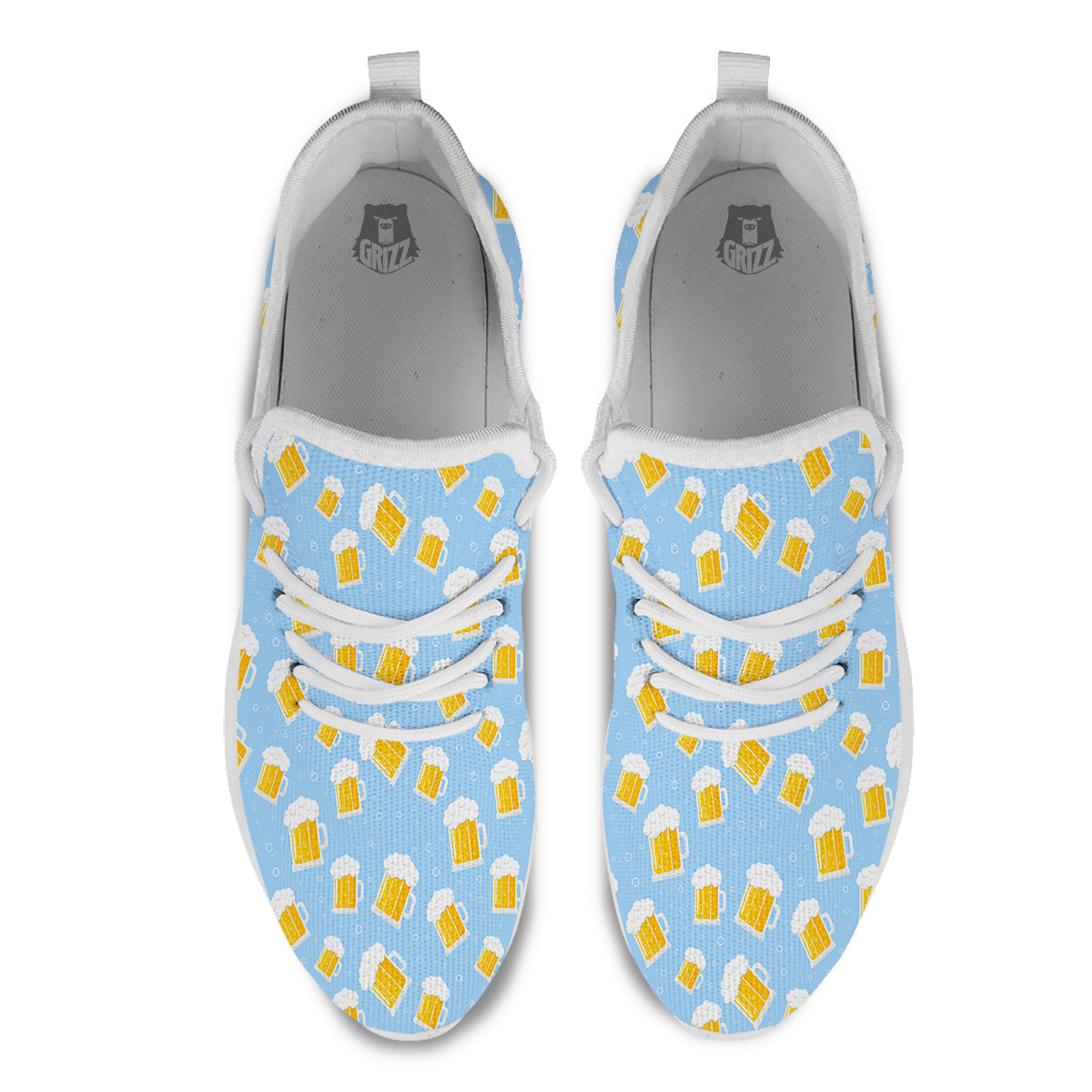 Emoji Beer Print Pattern White Athletic Shoes-grizzshop