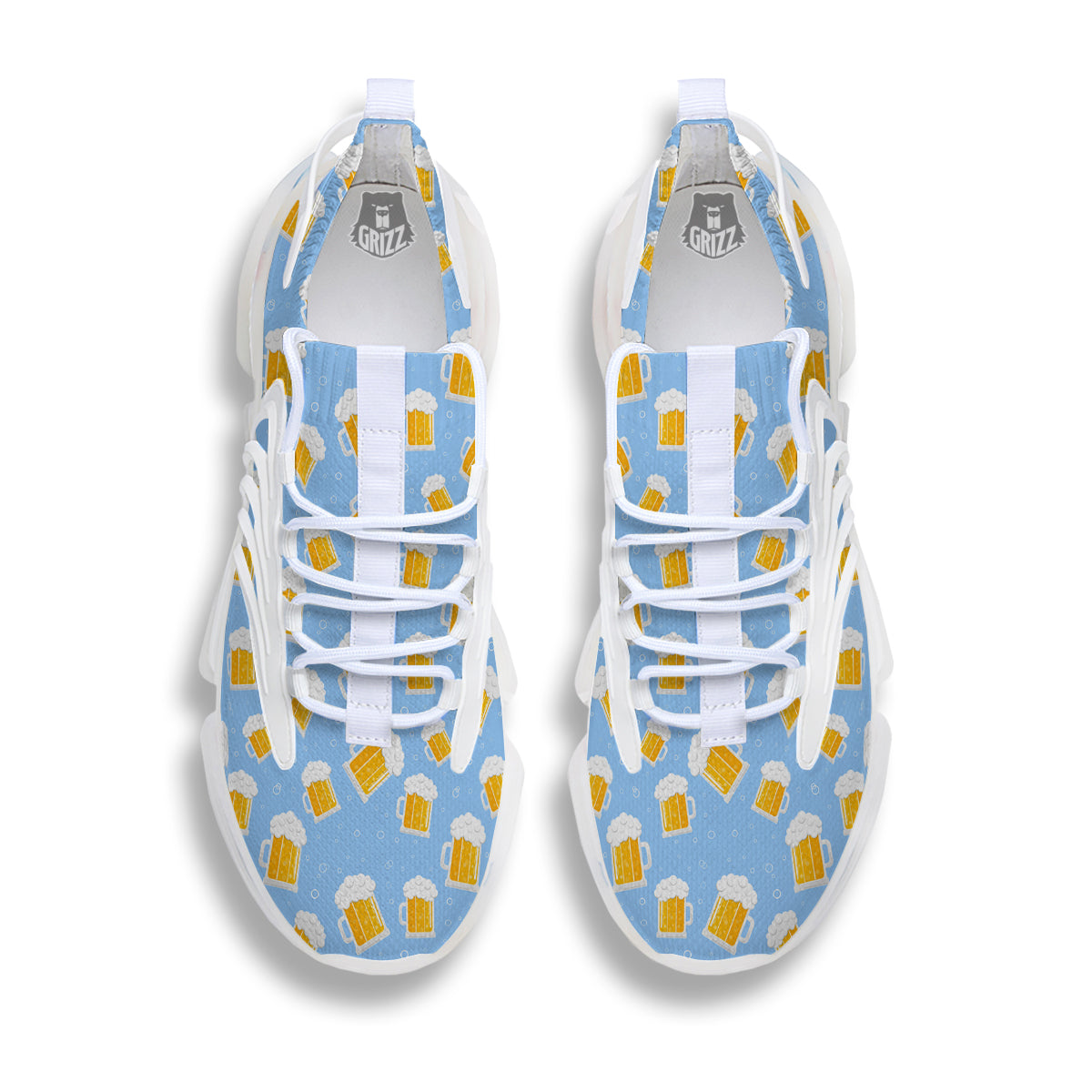 Emoji Beer Print Pattern White Gym Shoes-grizzshop