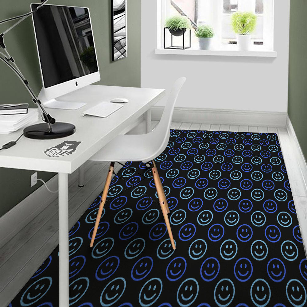 Emoji Blue Print Pattern Floor Mat-grizzshop