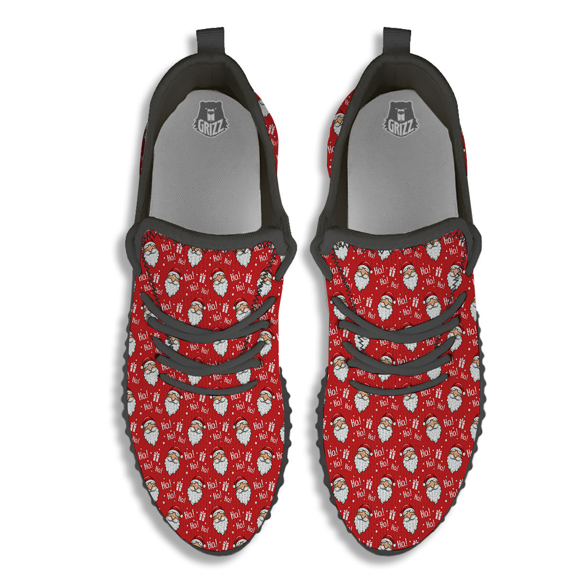 Emoji Christmas Print Pattern Black Walking Shoes-grizzshop