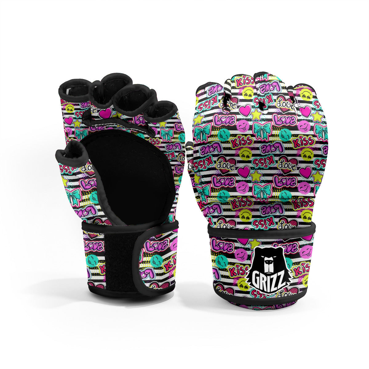 Emoji Comics Stripe Print Pattern MMA Gloves-grizzshop