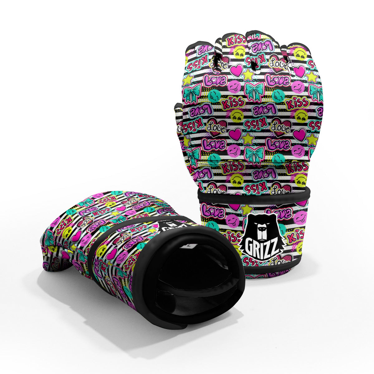 Emoji Comics Stripe Print Pattern MMA Gloves-grizzshop