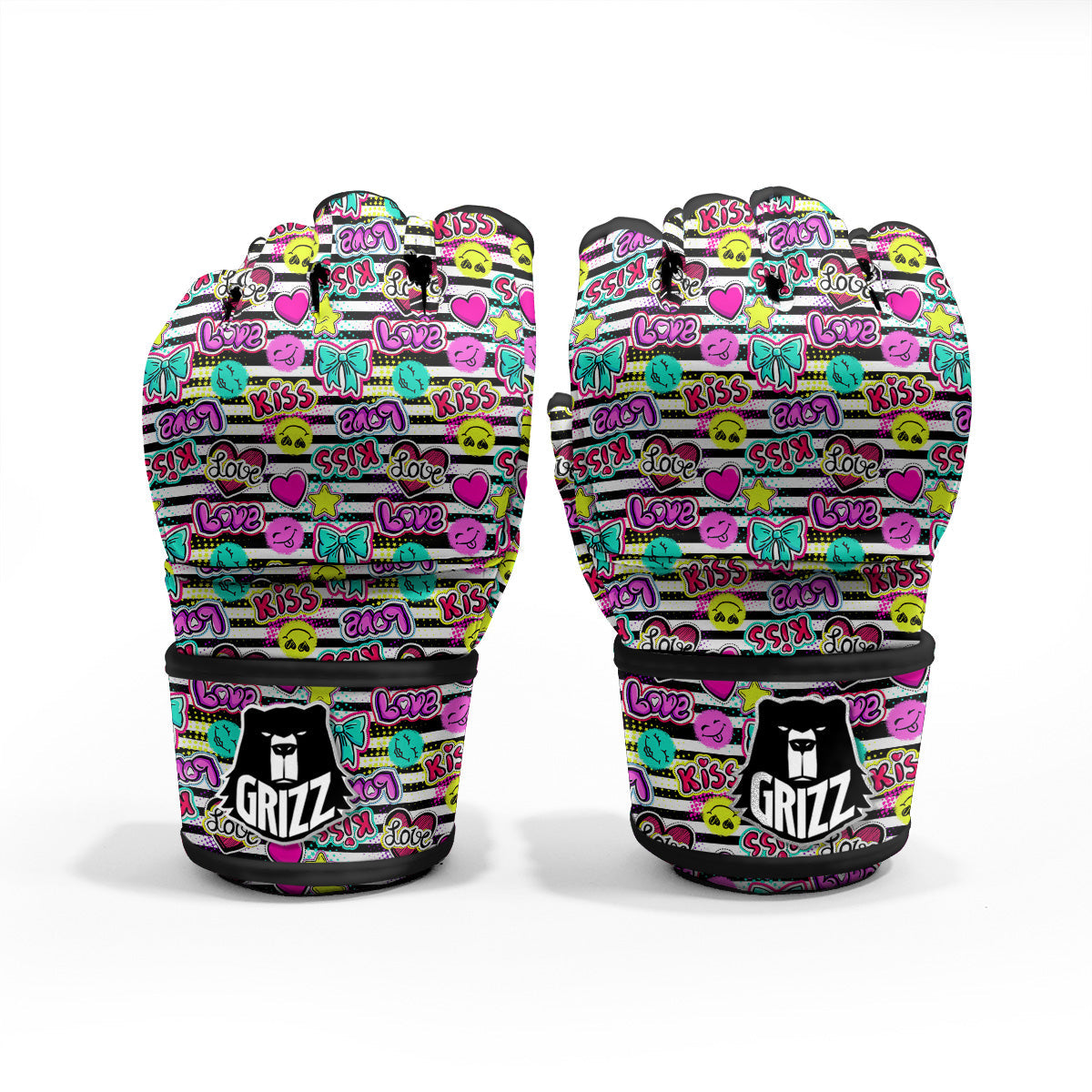 Emoji Comics Stripe Print Pattern MMA Gloves-grizzshop