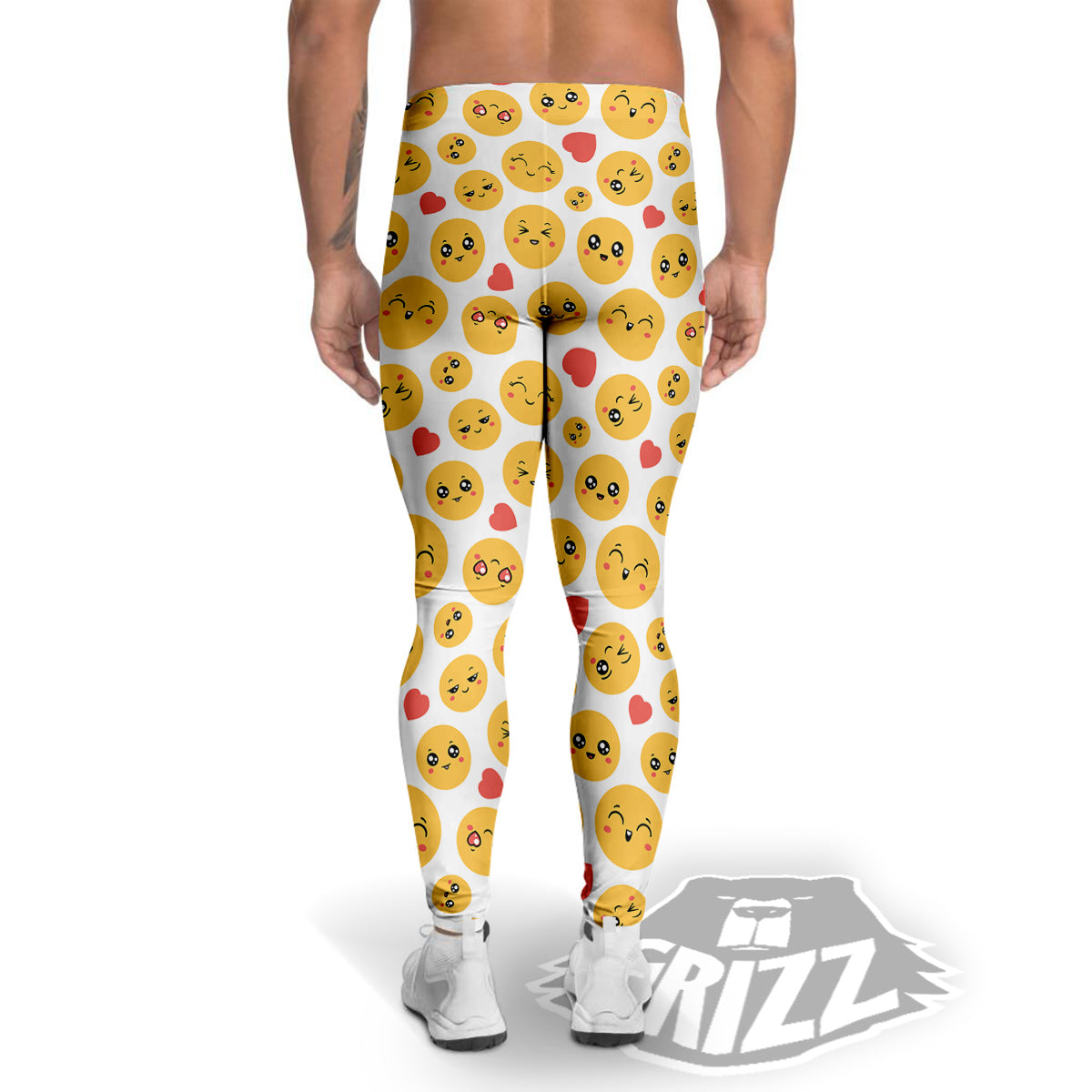Emoji Cute Print Pattern Men's Leggings-grizzshop
