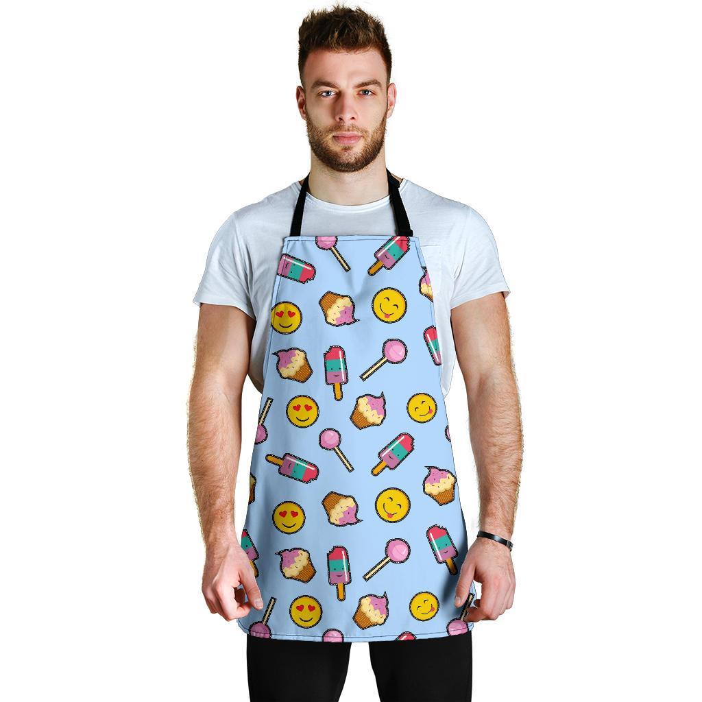 Emoji Dessert Pattern Print Men's Apron-grizzshop