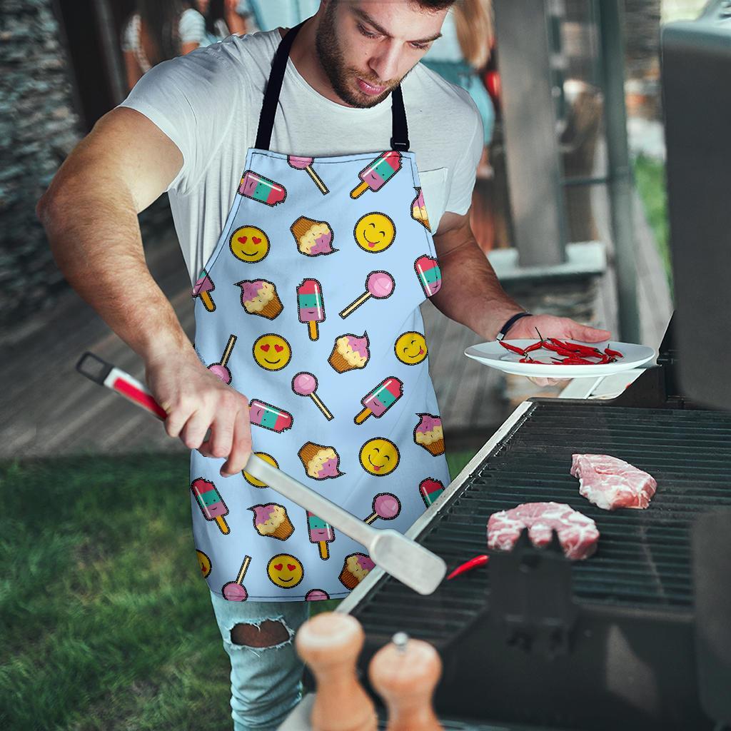 Emoji Dessert Pattern Print Men's Apron-grizzshop