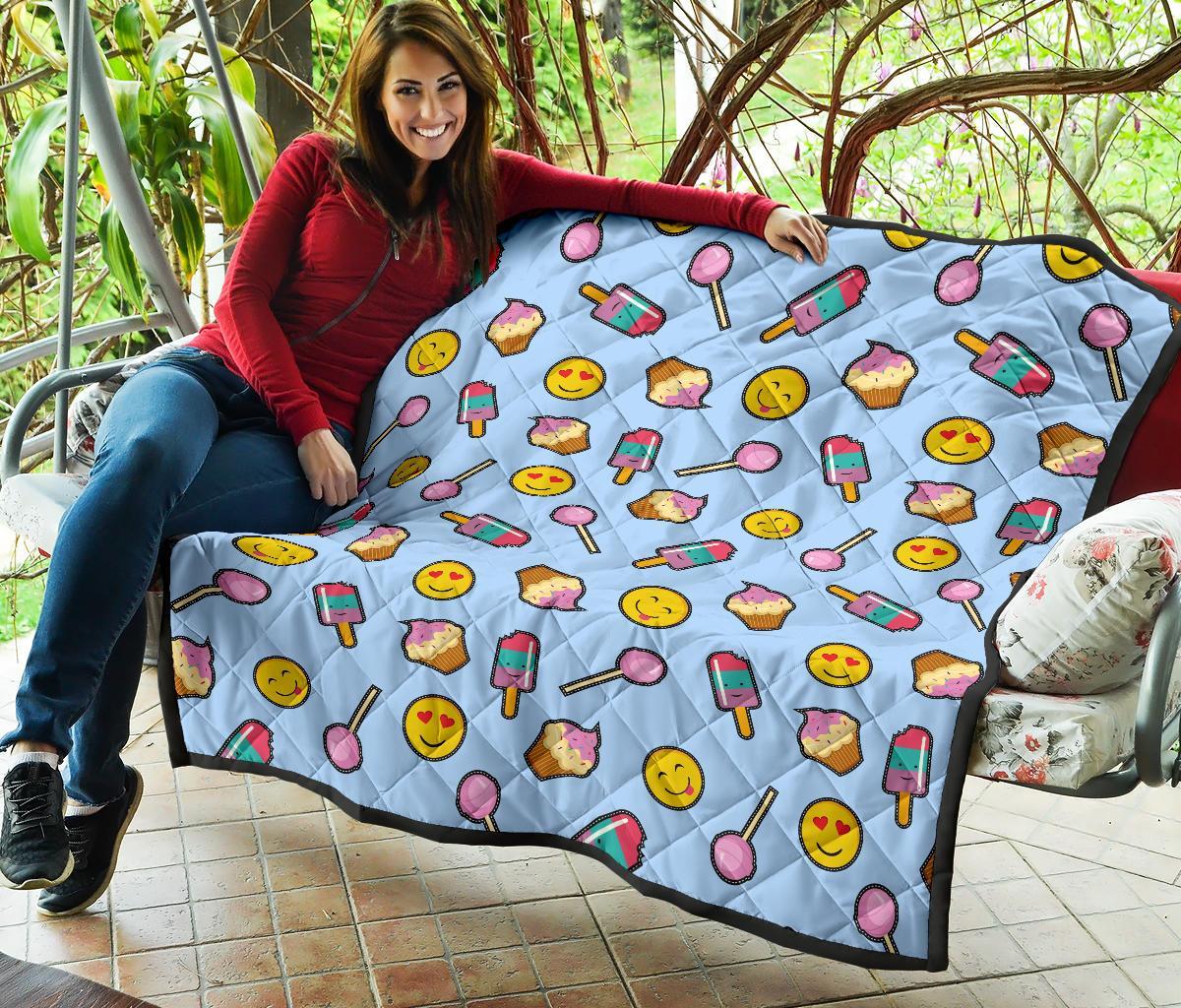 Emoji Dessert Pattern Print Quilt-grizzshop