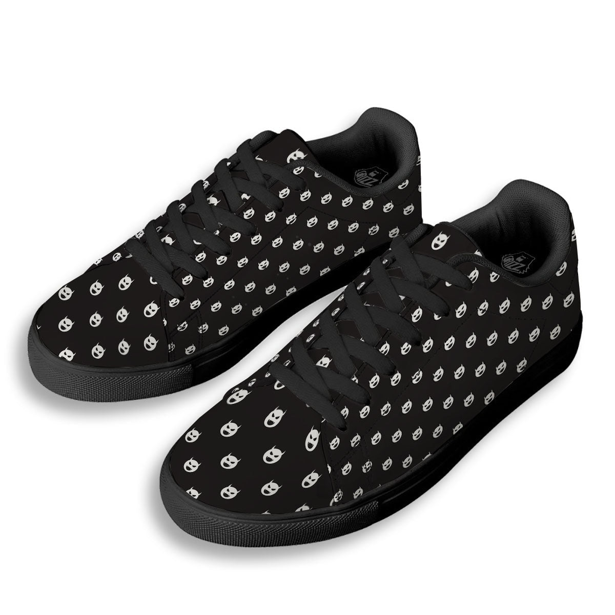 Emoji Devil Print Pattern Black Low Top Sneakers-grizzshop