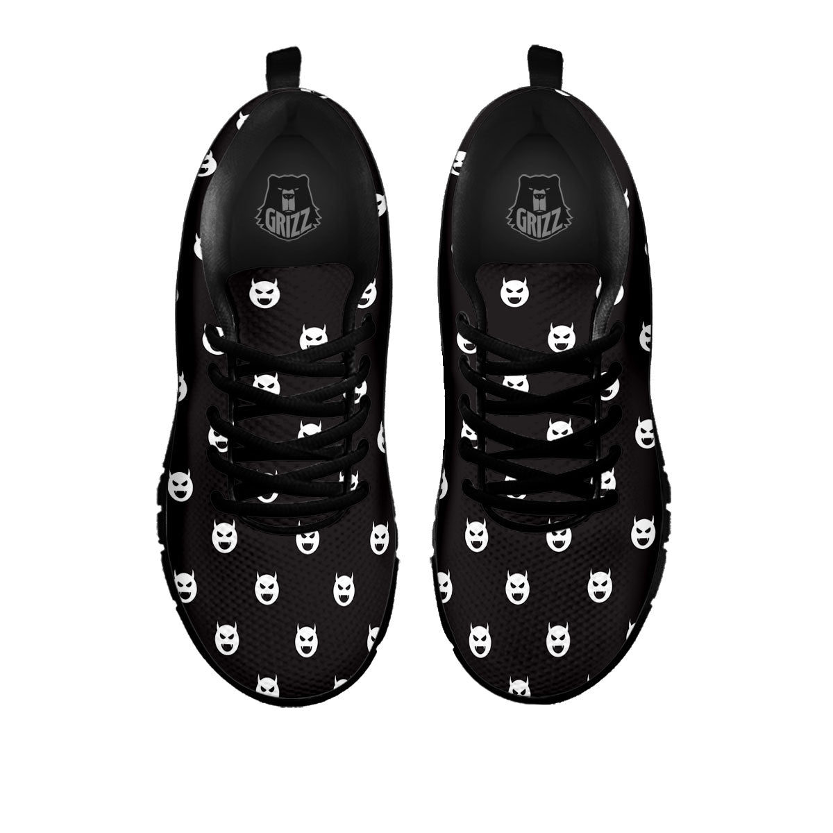 Emoji Devil Print Pattern Black Sneaker-grizzshop