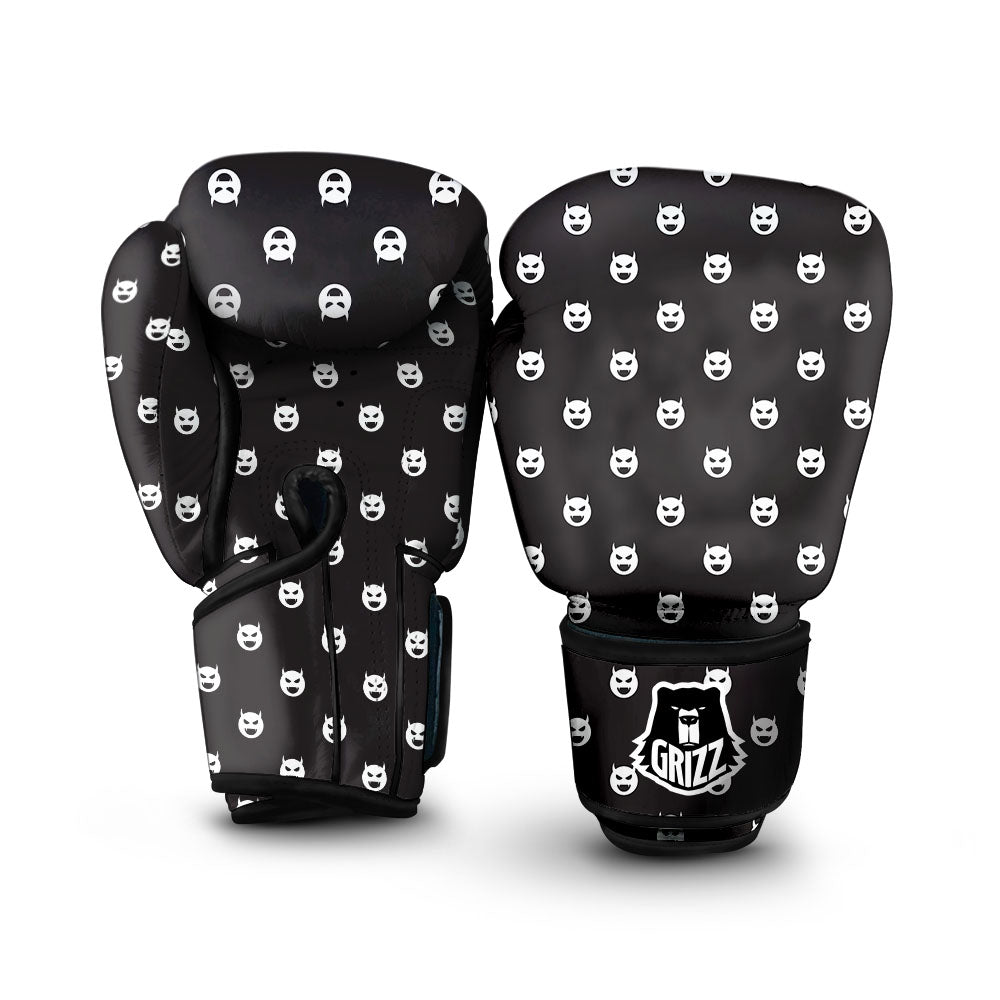Emoji Devil Print Pattern Boxing Gloves-grizzshop
