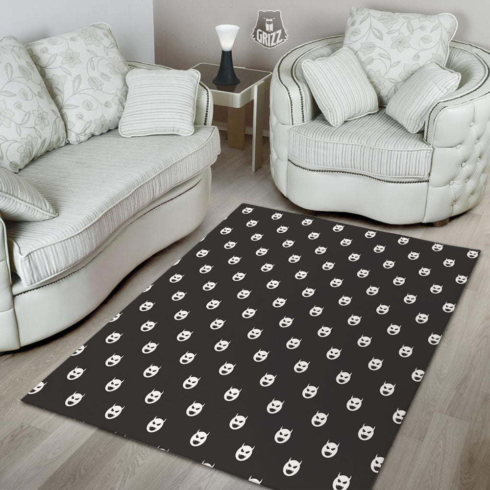 Emoji Devil Print Pattern Floor Mat-grizzshop