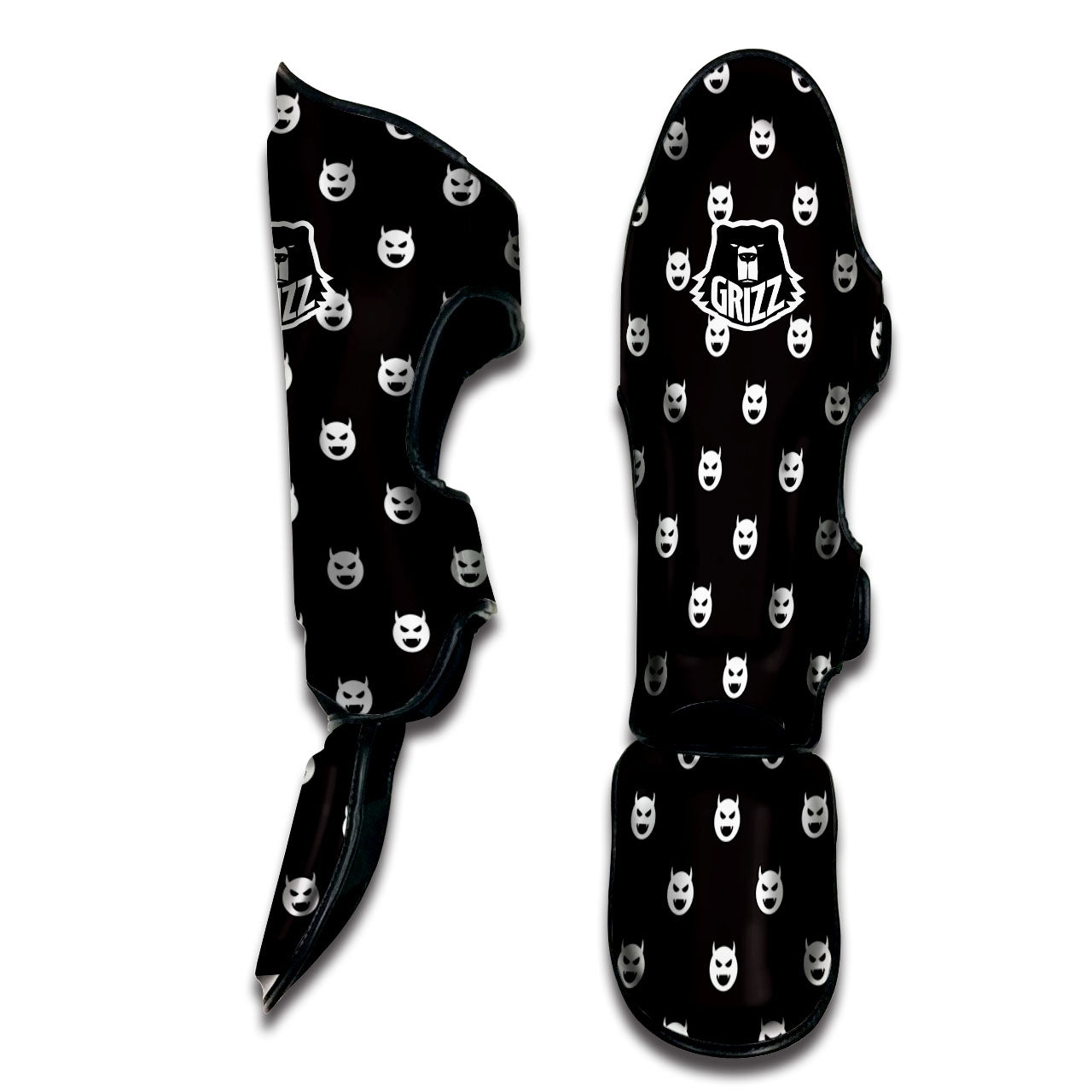 Emoji Devil Print Pattern Muay Thai Shin Guards-grizzshop