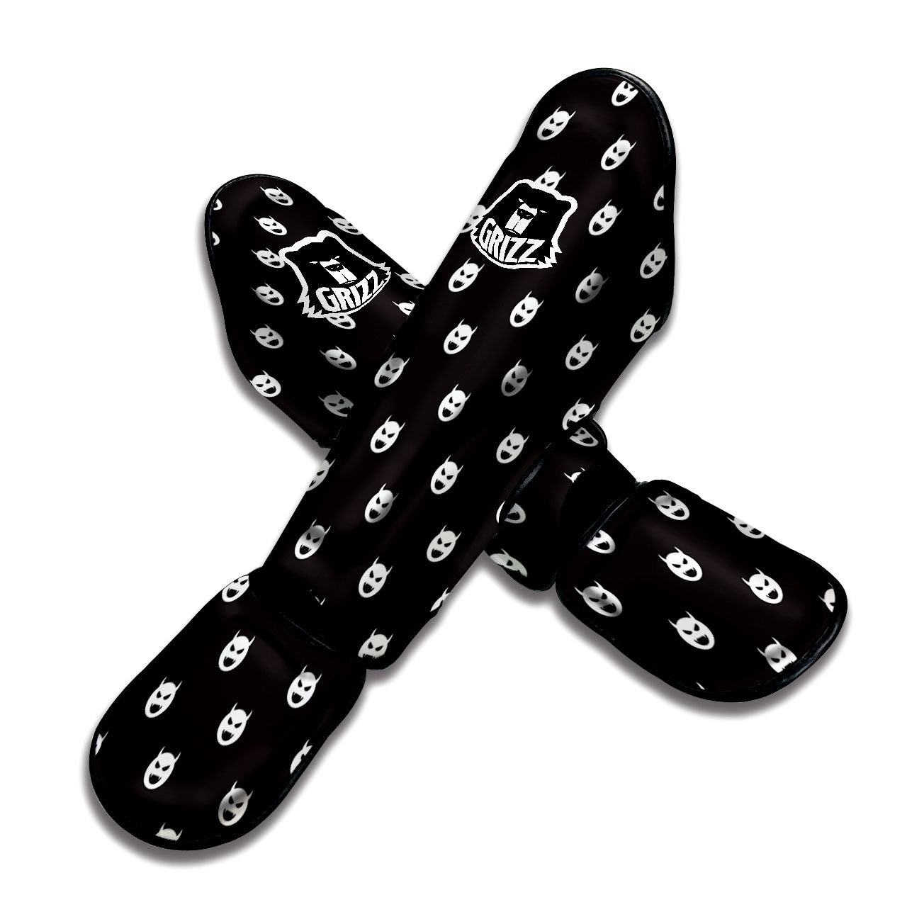 Emoji Devil Print Pattern Muay Thai Shin Guards-grizzshop