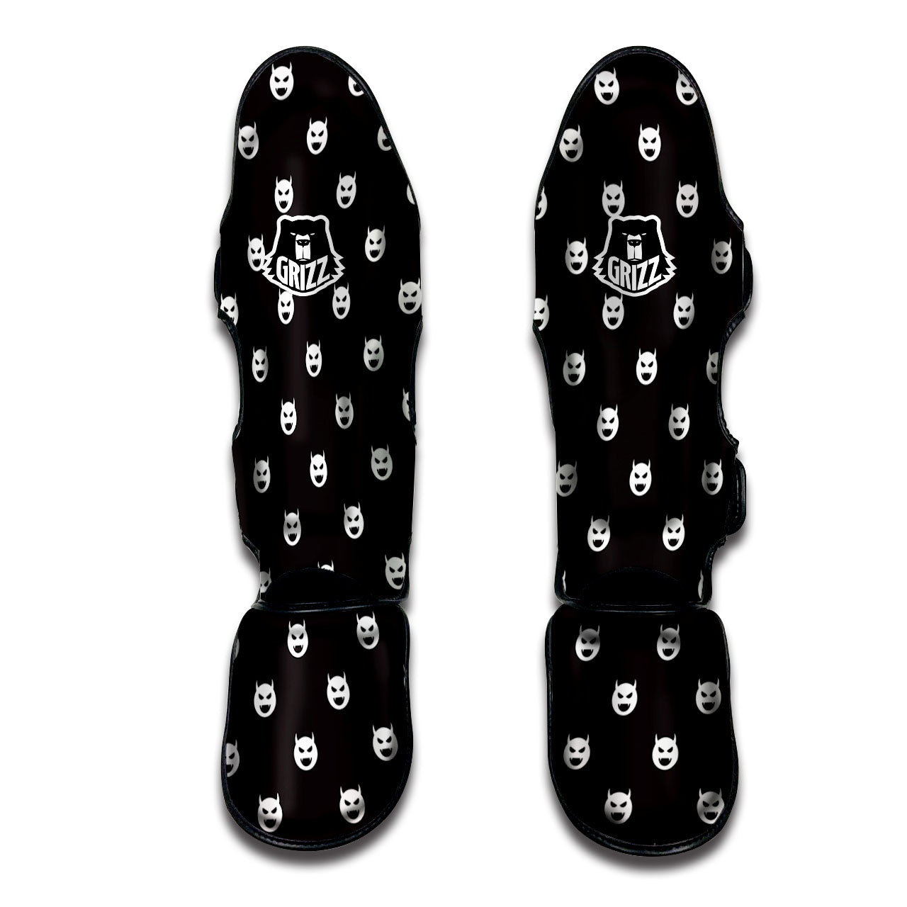 Emoji Devil Print Pattern Muay Thai Shin Guards-grizzshop