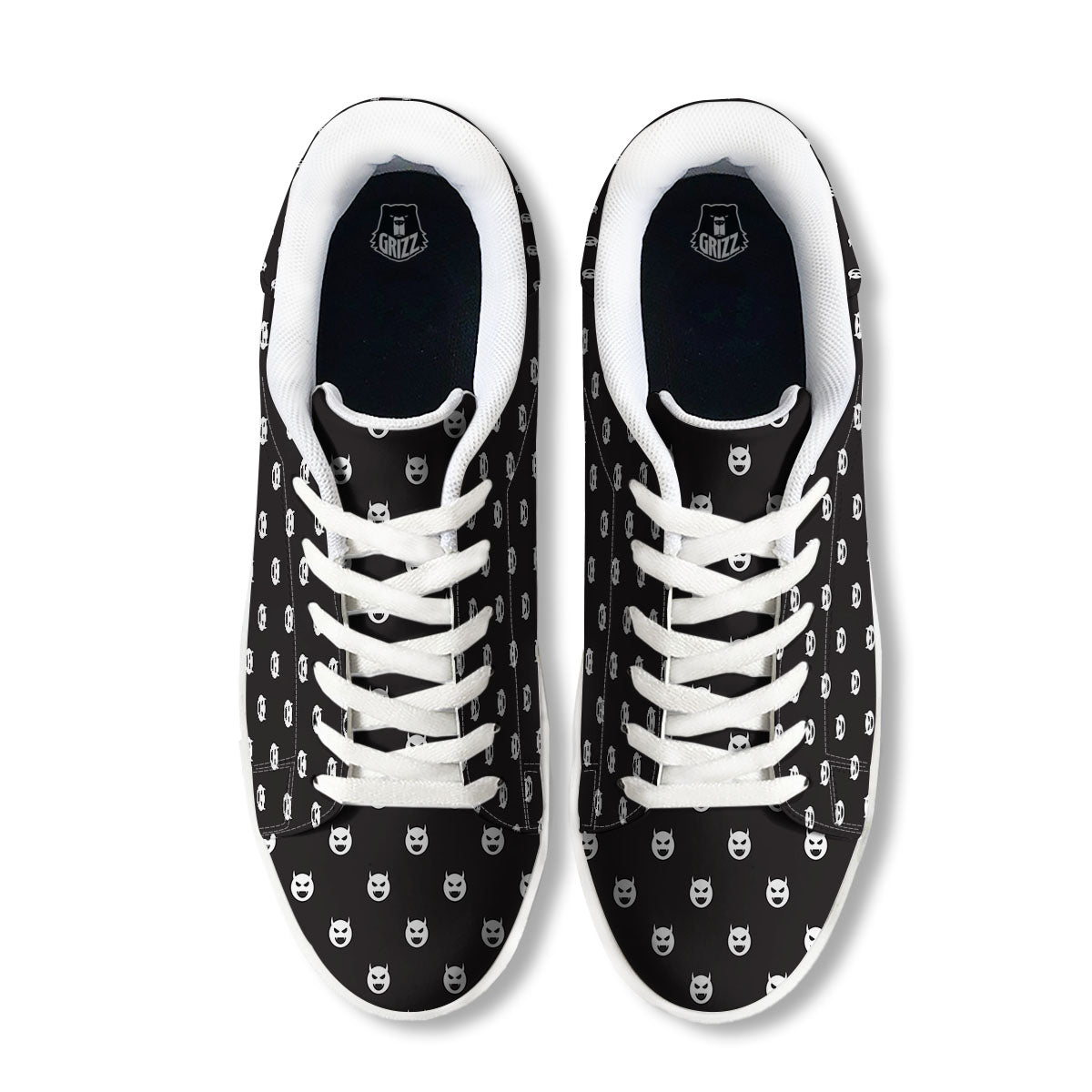 Emoji Devil Print Pattern White Low Top Sneakers-grizzshop