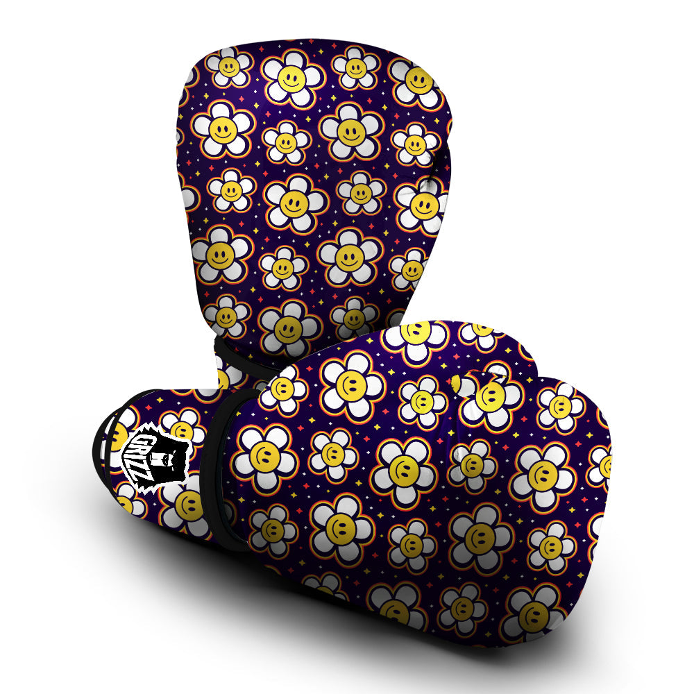 Emoji Flower Smile Print Pattern Boxing Gloves-grizzshop