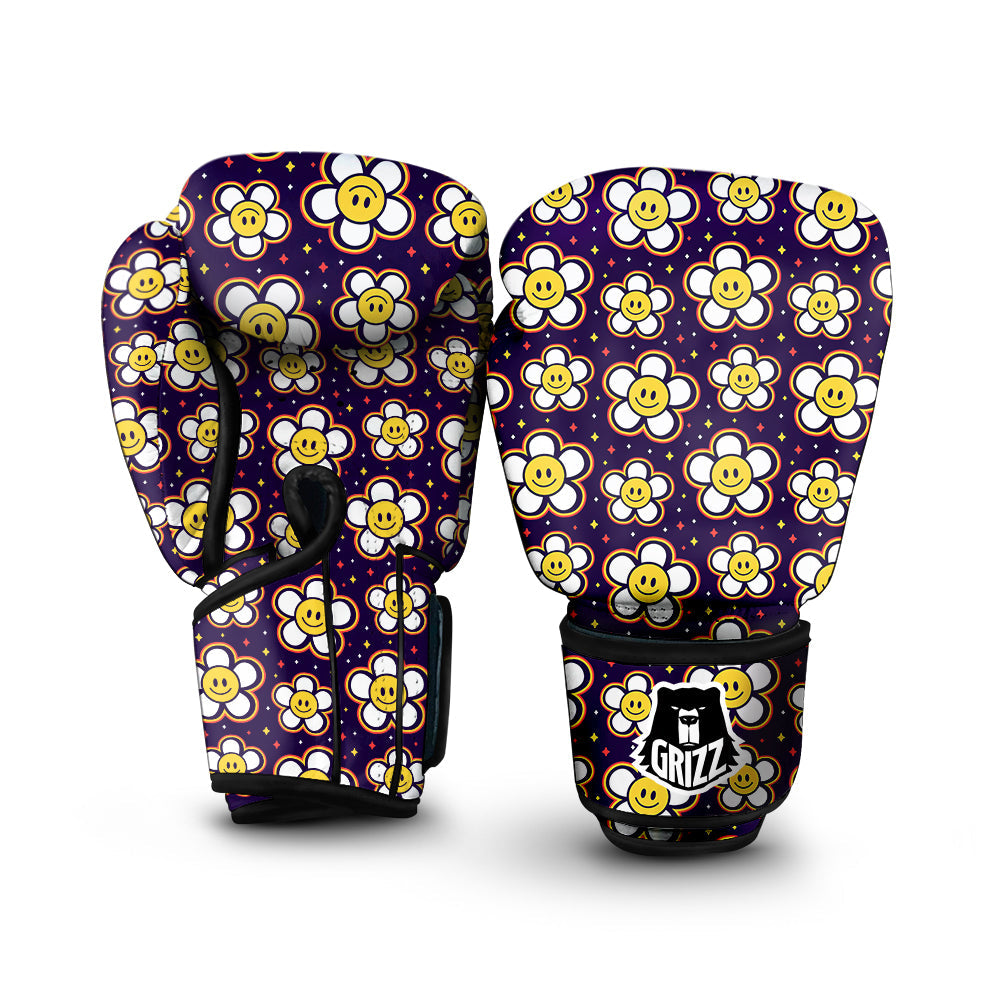 Emoji Flower Smile Print Pattern Boxing Gloves-grizzshop