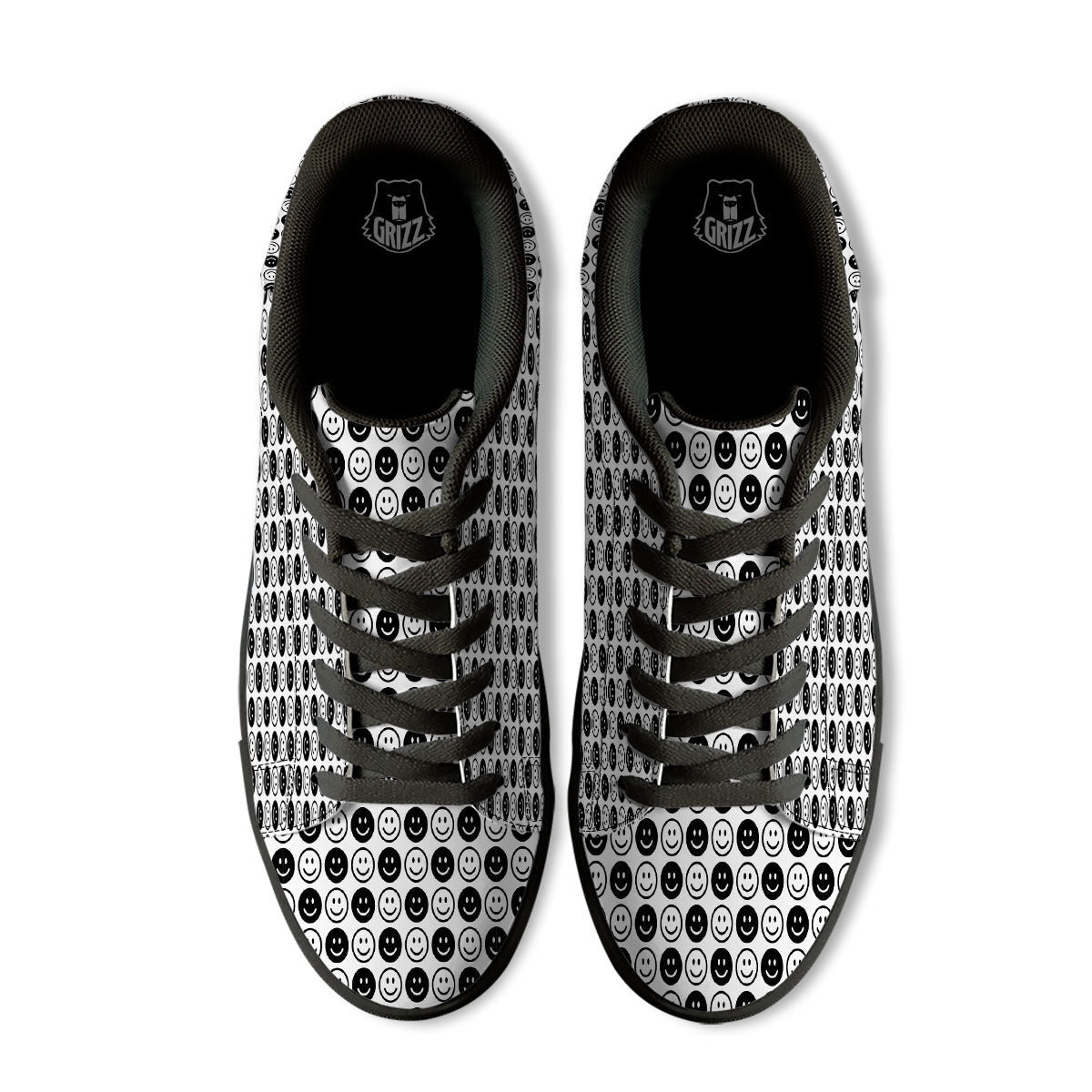 Emoji Funny Print Pattern Black Low Top Sneakers-grizzshop